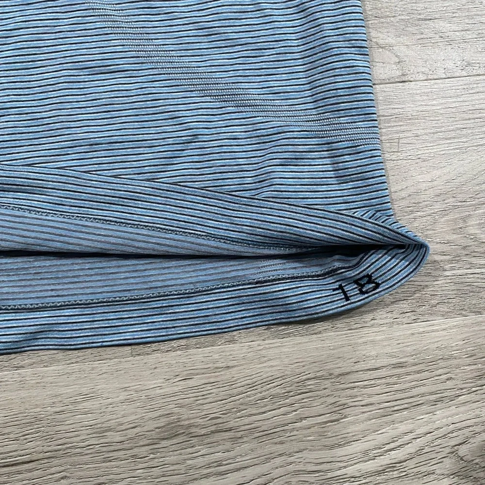Lululemon‎ Swiftly Tech Cropped Striped Blue Racerback Tank Top